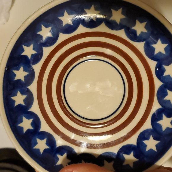 Polish Pottery Americana Stars And Stripes Teacup and Saucer - Picture 5 of 7